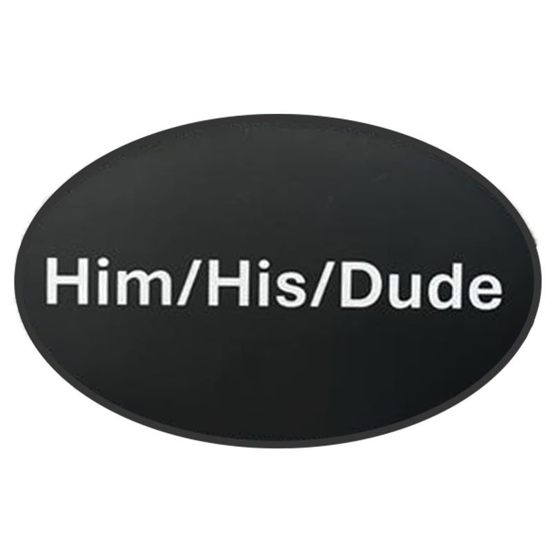 Him/His/Dude Pronoun Waterproof Vinyl Sticker, 4”